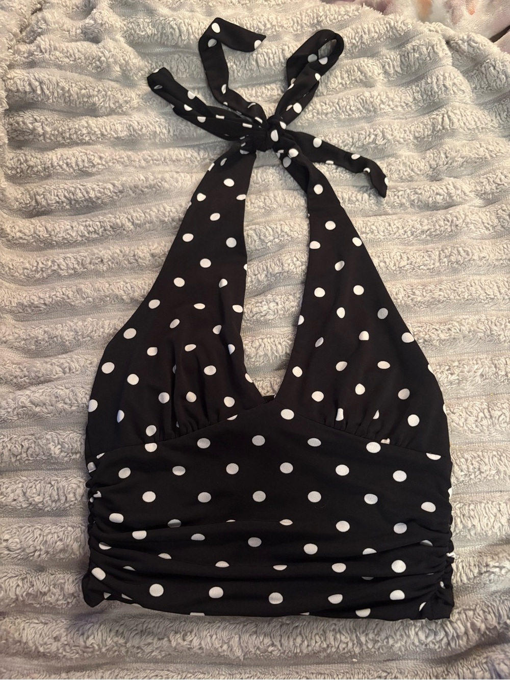 Moa Moa Black and White Polka Dot Halter Top